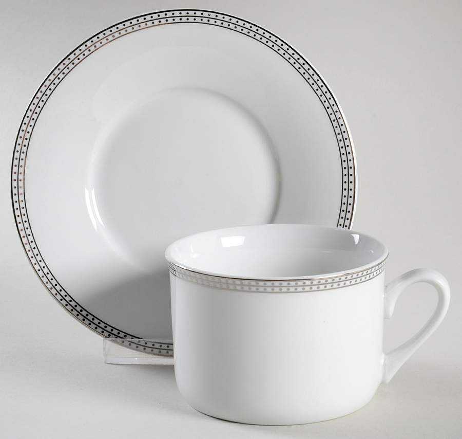 Classic Dots Flat Cup & Saucer Set by Compton Fine China-1