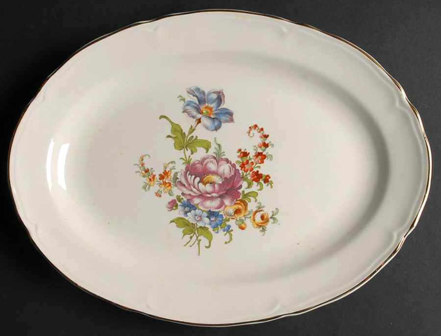 Lotus 11" Oval Serving Platter by Cunningham & Pickett-1