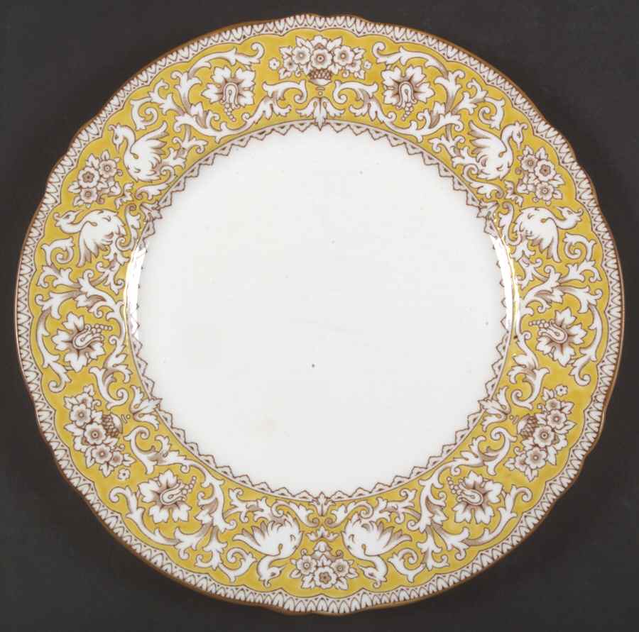 Ellesmere Yellow (Mustard Trim) Dinner Plate by Crown Staffordshire-1