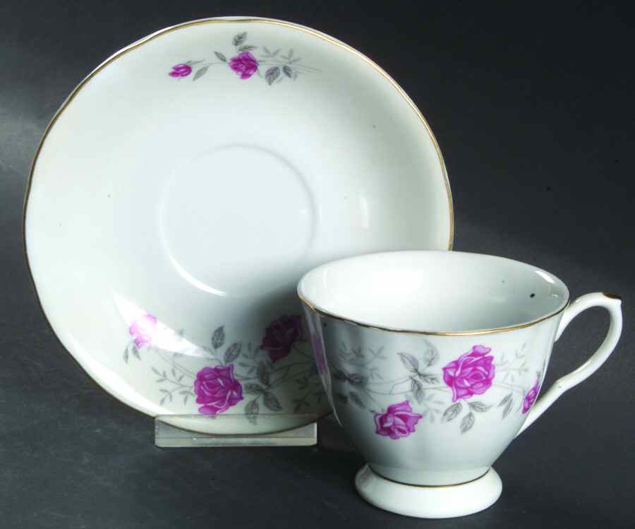 Rose Hebi (Scalloped) Footed Cup & Saucer Set by China (Made in China)-1