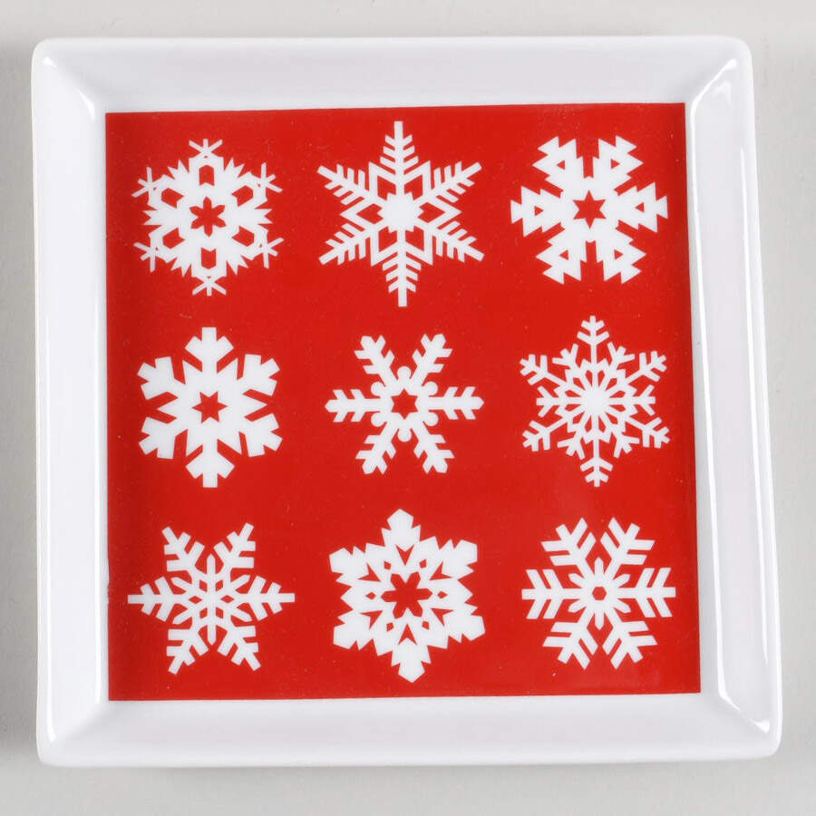 Snowflake Red (Canape Plate) Canape Plate by Crate & Barrel-1
