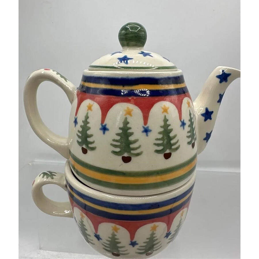 Highland Individual Teapot & Lid with Cup by Christopher Radko-1