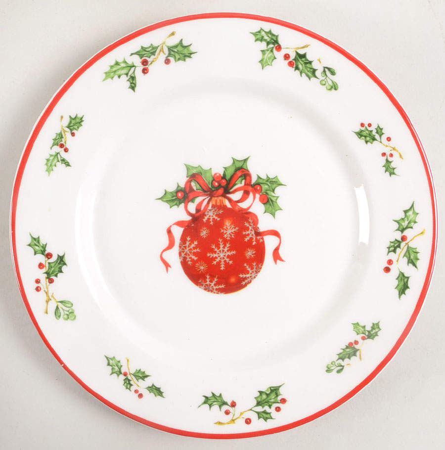 Holiday Celebrations (Red Trim) Salad Plate by Christopher Radko-1