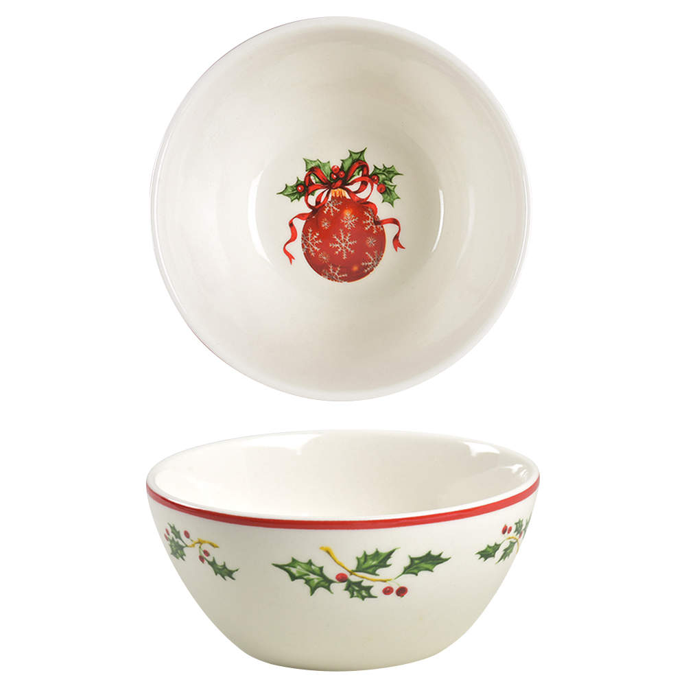 Holiday Celebrations (Red Trim) Soup/Cereal Bowl by Christopher Radko-1