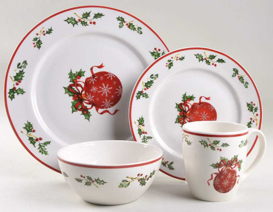 Holiday Celebrations (Red Trim) 4 Piece Place Setting by Christopher Radko-1