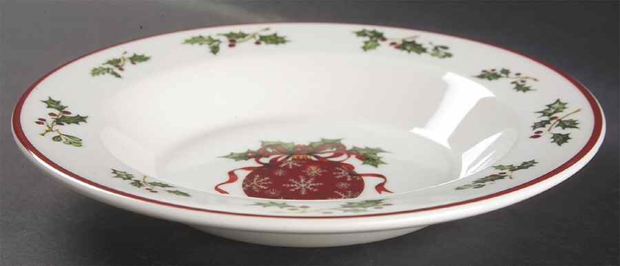Holiday Celebrations (Red Trim) Large Rim Soup Bowl by Christopher Radko-1