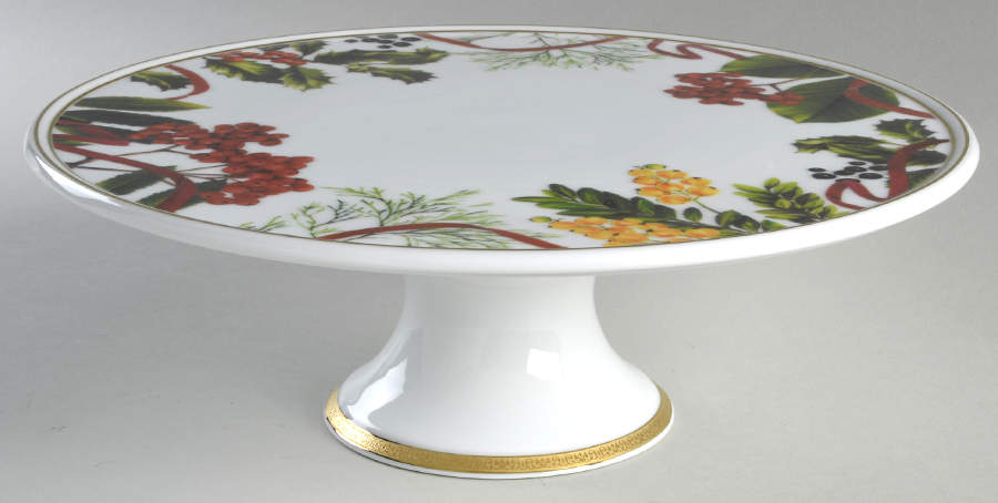 Fashion Buffet Gold (Holly and Pine) 12" Diameter Pedestal Cake Stand by Charter Club-1