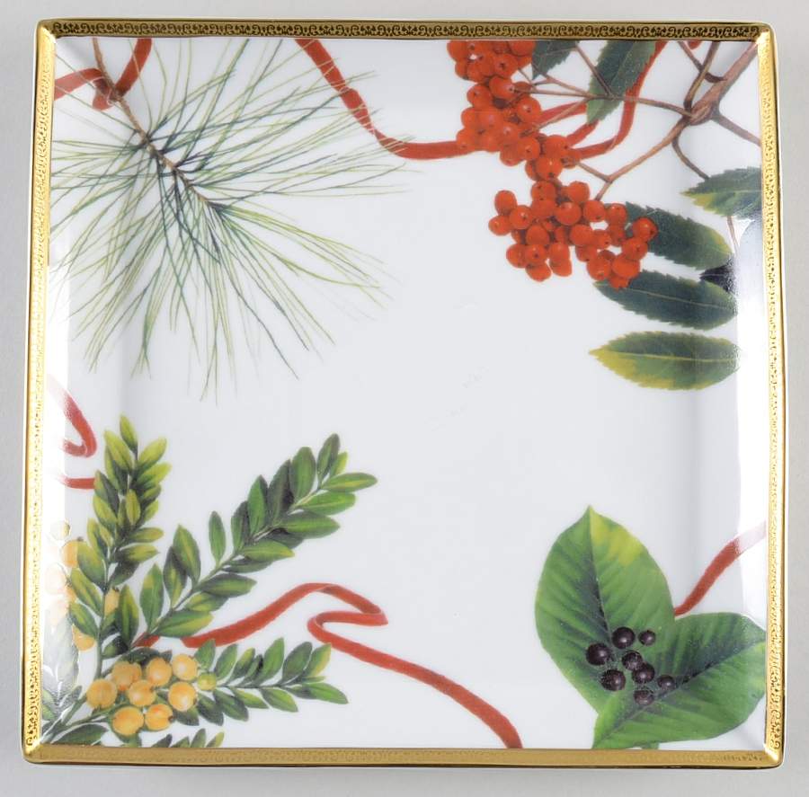 Fashion Buffet Gold (Holly and Pine) 10" Square Serving Platter by Charter Club-1