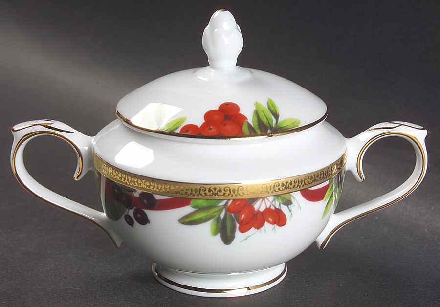 Fashion Buffet Gold (Holly and Pine) Sugar Bowl & Lid by Charter Club-1