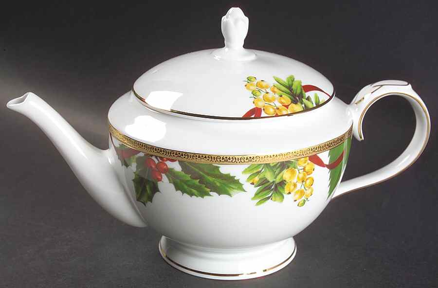 Fashion Buffet Gold (Holly and Pine) Teapot & Lid by Charter Club-1