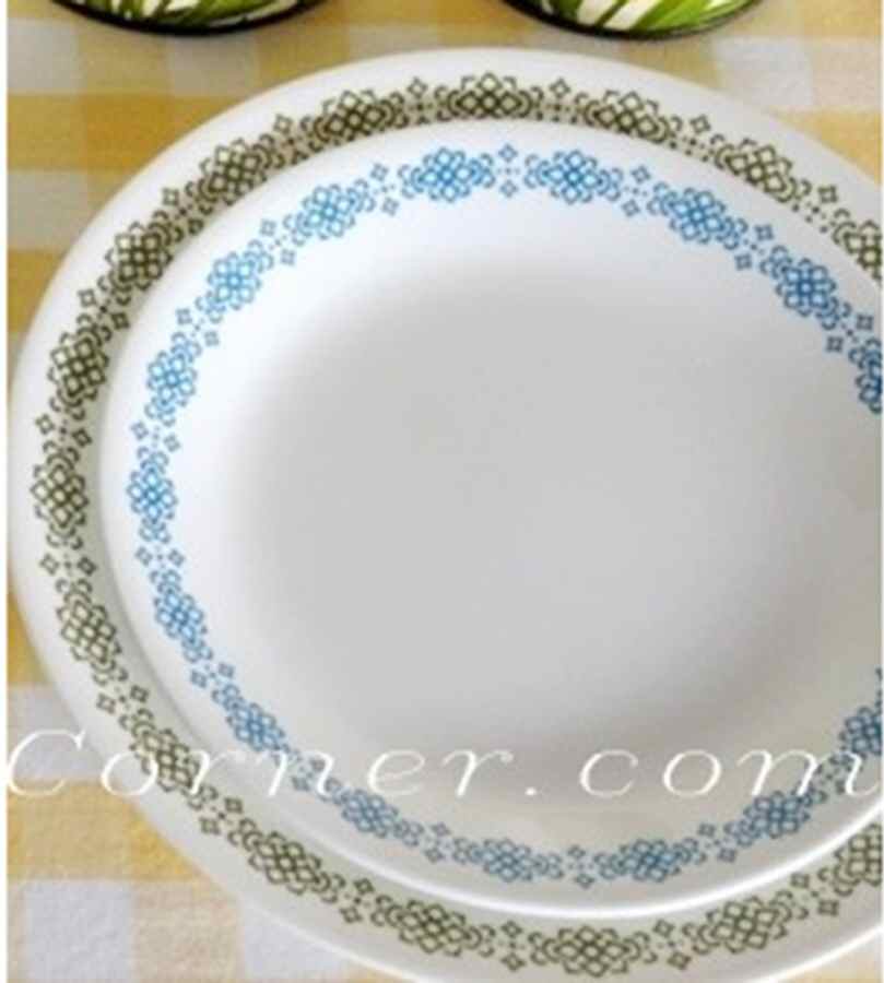Blue Macrame Luncheon Plate by Corning Corelle-1