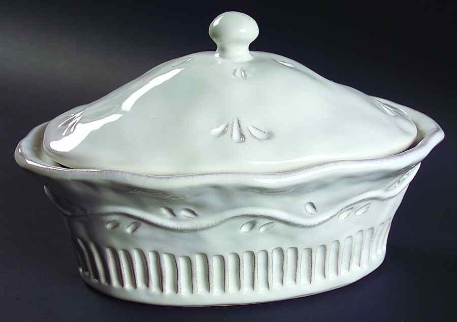 Rustica White 11" Oval Baker & Lid by Certified International-1