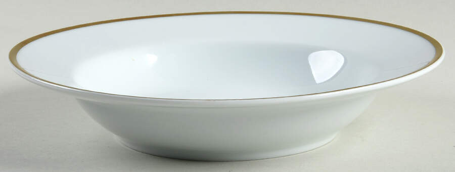 Gold&White Large Rim Soup Bowl by The Cellar (China)-1