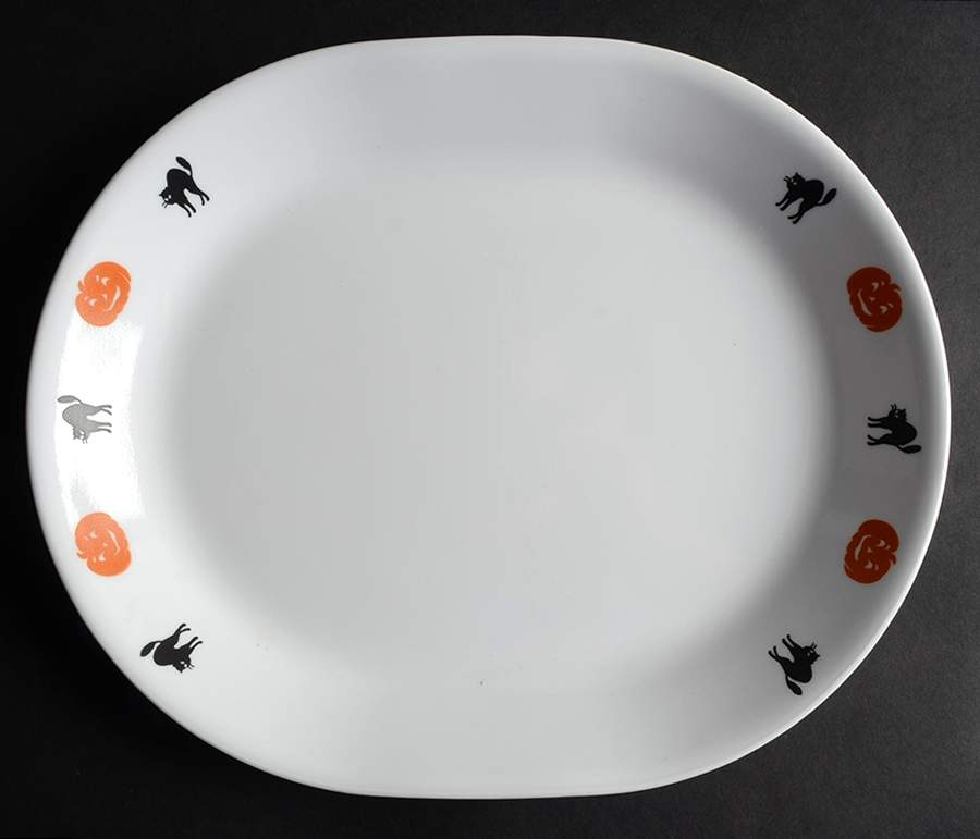 Cats & Pumpkins (Platter) 12" Oval Serving Platter by Corning Corelle-1