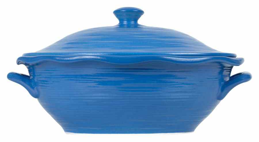 Casual Collections Blue and White 3 Quart Oval Covered Casserole by Corning Corelle-1