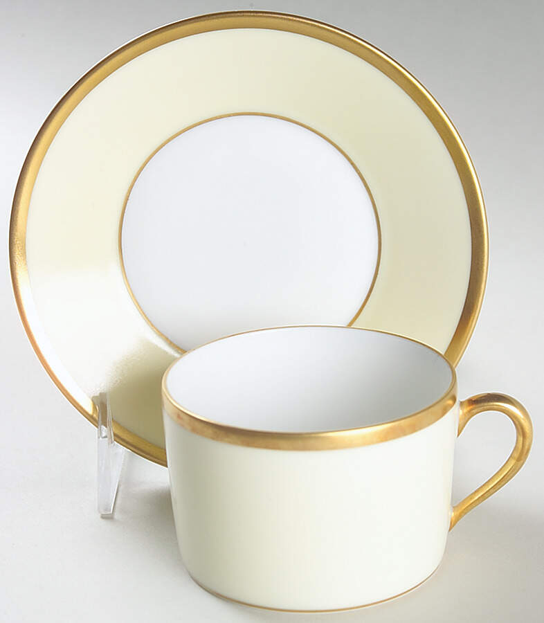 Arc En Ciel Lime (Tilleul) Flat Cup & Saucer Set by Charles Field Haviland-1