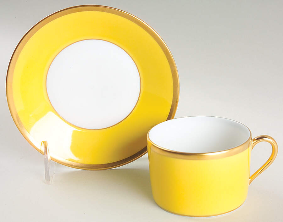 Arc En Ciel Grape Fruit (Yellow) Flat Cup & Saucer Set by Charles Field Haviland-1