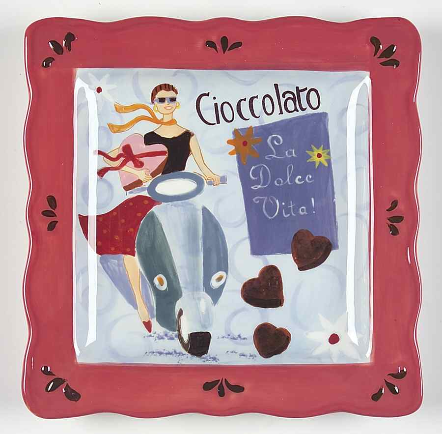 Chocolate Cafe Square Dessert Plate by Certified International-1