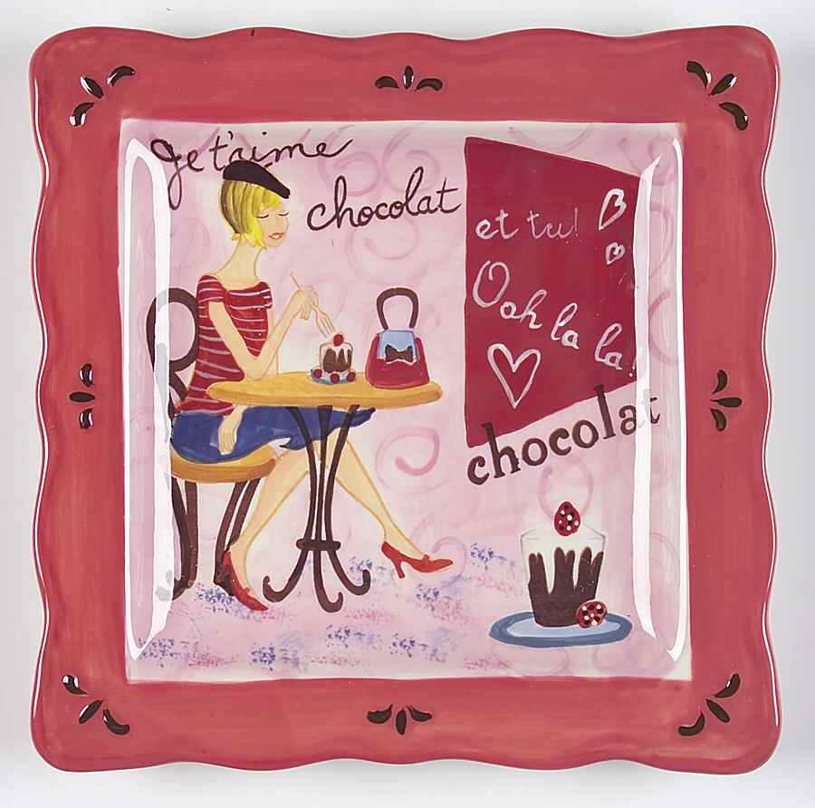 Chocolate Cafe Square Dessert Plate by Certified International-1