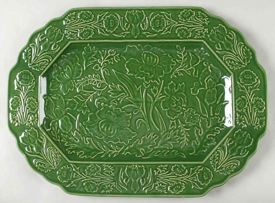 Field Flowers Green 19" Oval Serving Platter by Certified International-1