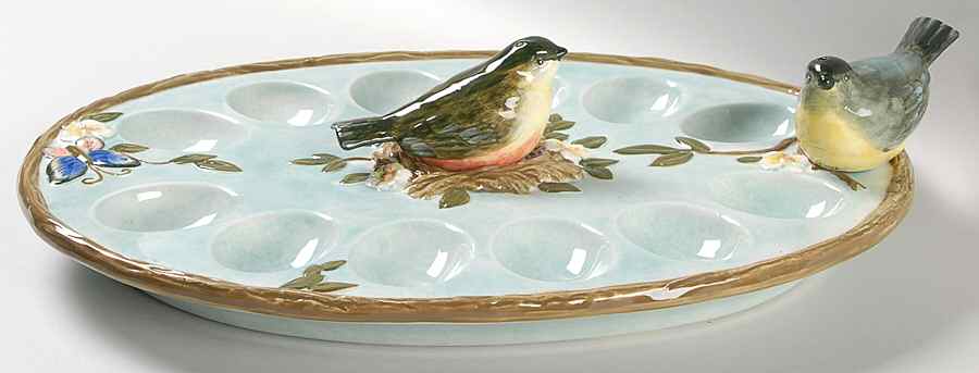 Natures Garden Deviled Egg Plate with Salt and Pepper by Certified International-1