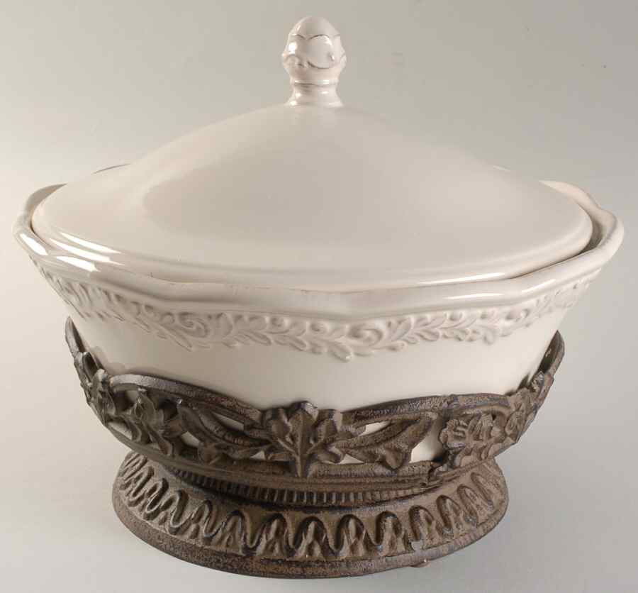 Renaissance Ivory 2.75 Qt Round Covered Casserole w/Metal Stand by Certified International-1