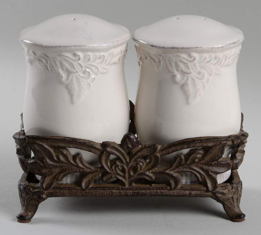 Renaissance Ivory Salt & Pepper w/Metal Stand by Certified International-1