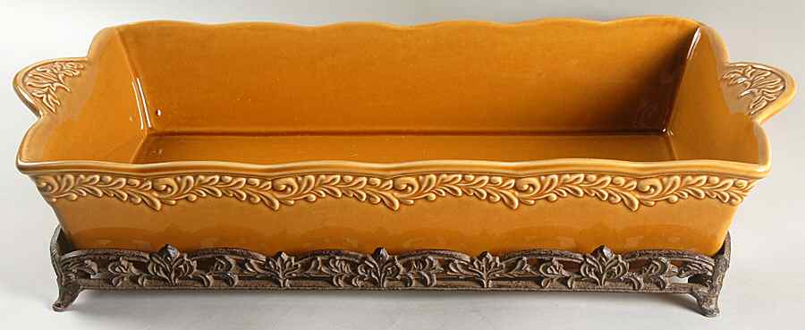 Renaissance Gold 19" Rectangular Baker w/Metal Stand by Certified International-1