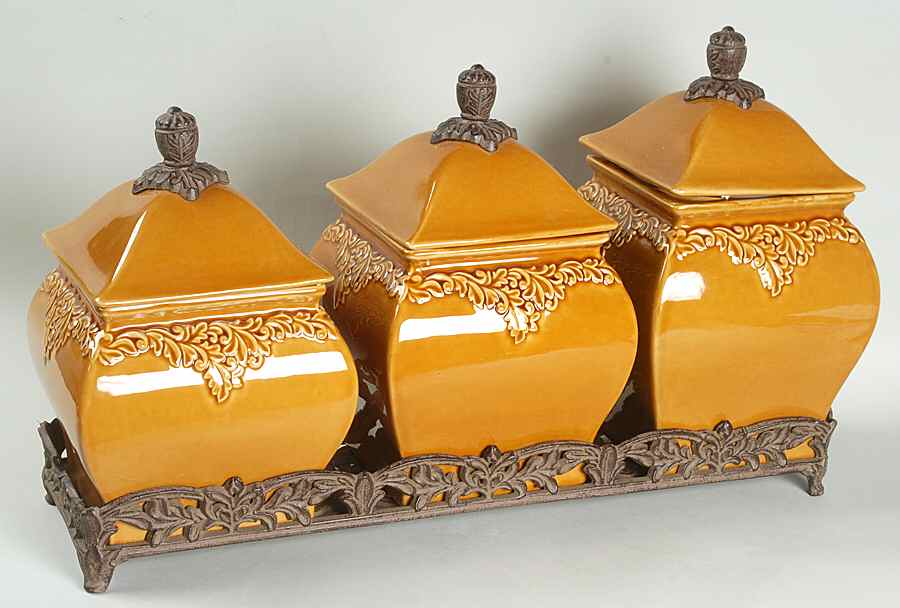 Renaissance Gold (3 Piece) Canister Set with Metal Stand by Certified International-1