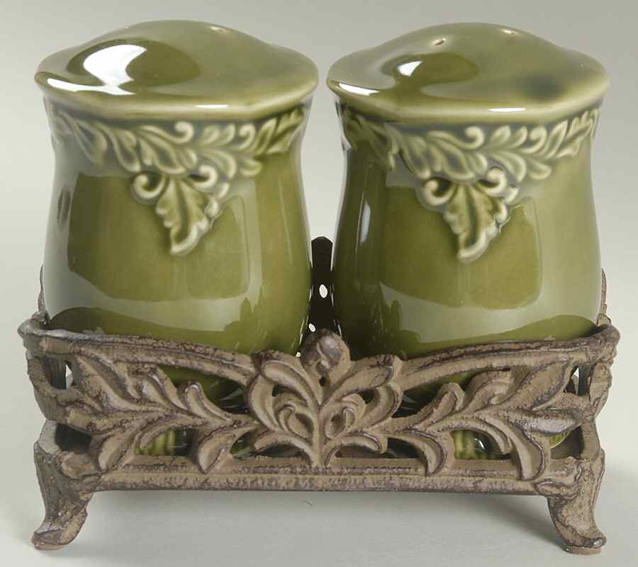 Renaissance Green Salt & Pepper w/Metal Stand by Certified International-1