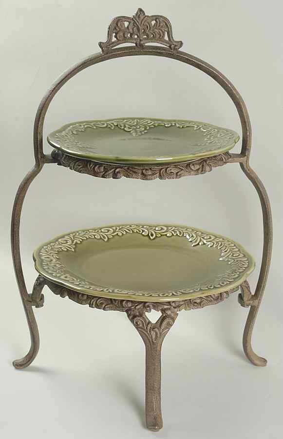 Renaissance Green 2 Tier Metal Plate Holder w/DP & SPDES by Certified International-1