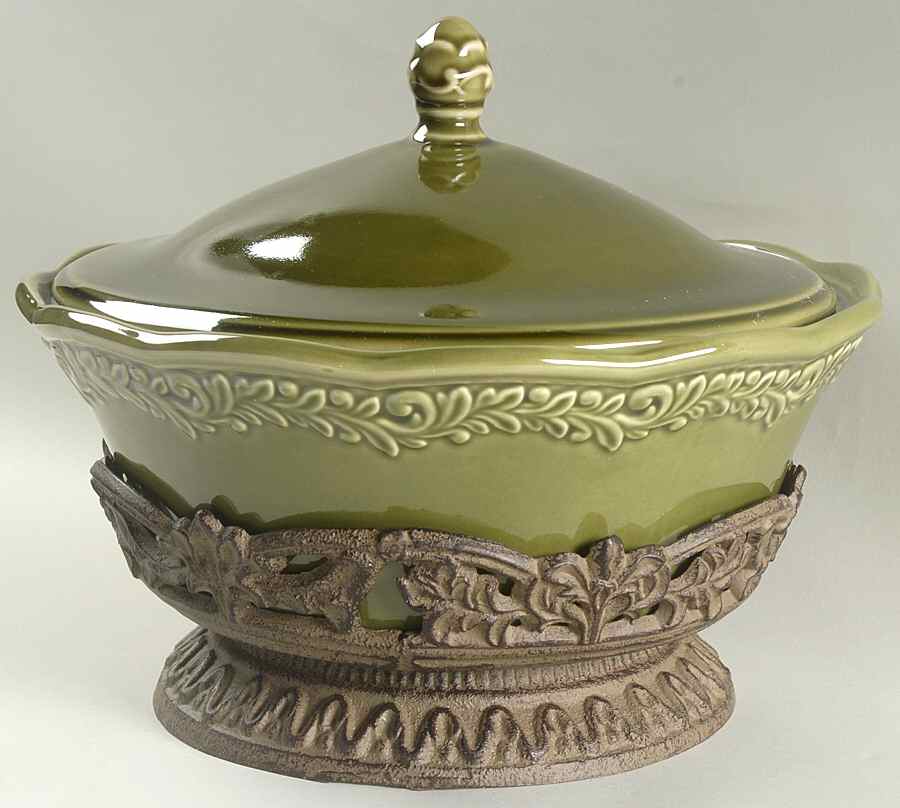 Renaissance Green 2.75 Qt Round Covered Casserole w/Metal Stand by Certified International-1