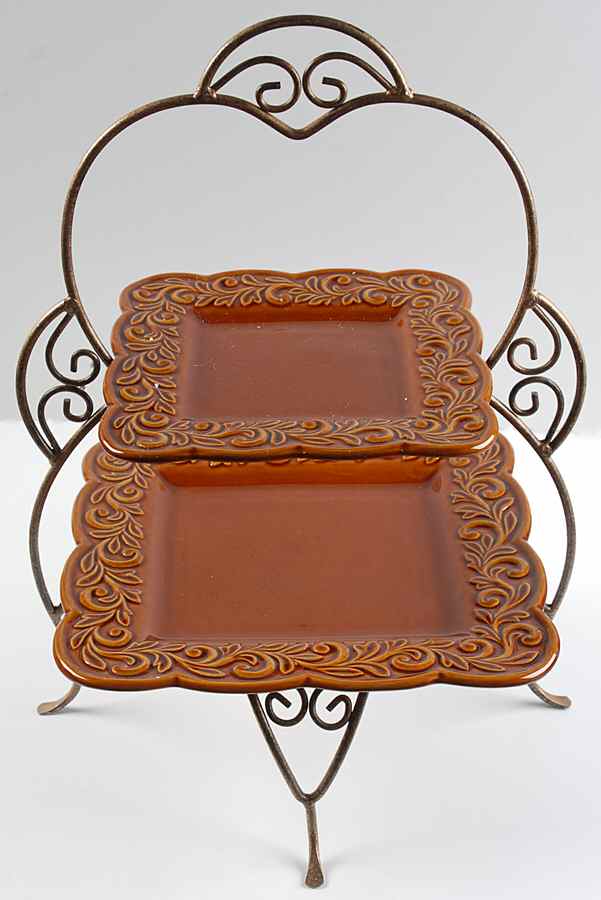 Venetian 2 Tier Metal Plate Holder & Plates by Certified International-1