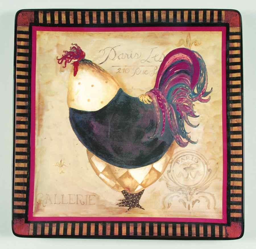 Paris Rooster 13" Square Serving Platter by Certified International-1