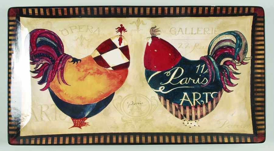 Paris Rooster 18" Rectangular Serving Platter by Certified International-1