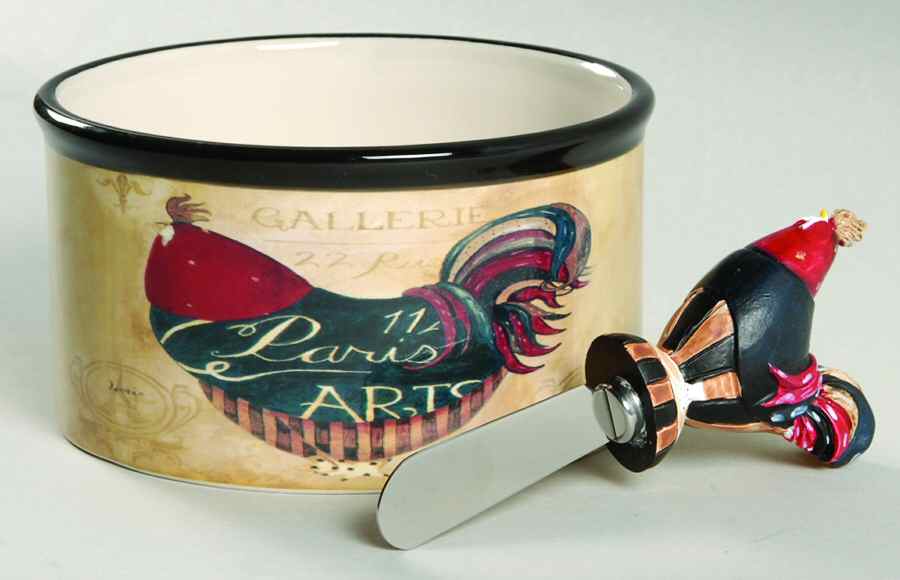 Paris Rooster Dip Bowl & Spreader Set by Certified International-1