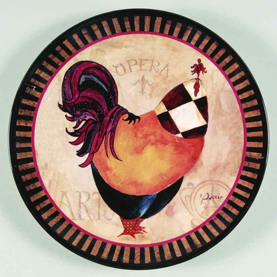 Paris Rooster Salad/Dessert Plate by Certified International-1