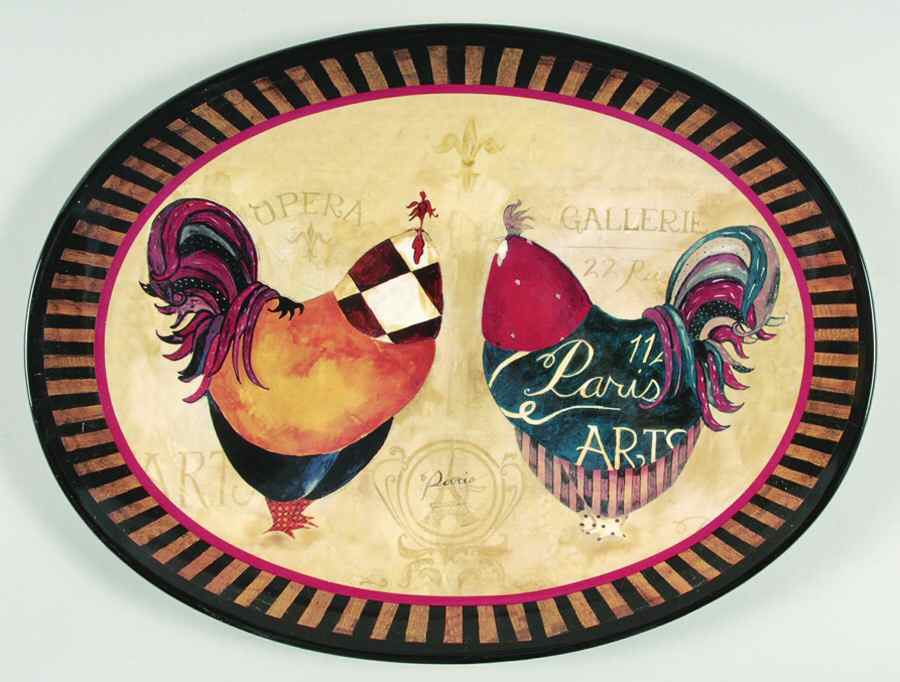 Paris Rooster 16" Oval Serving Platter by Certified International-1