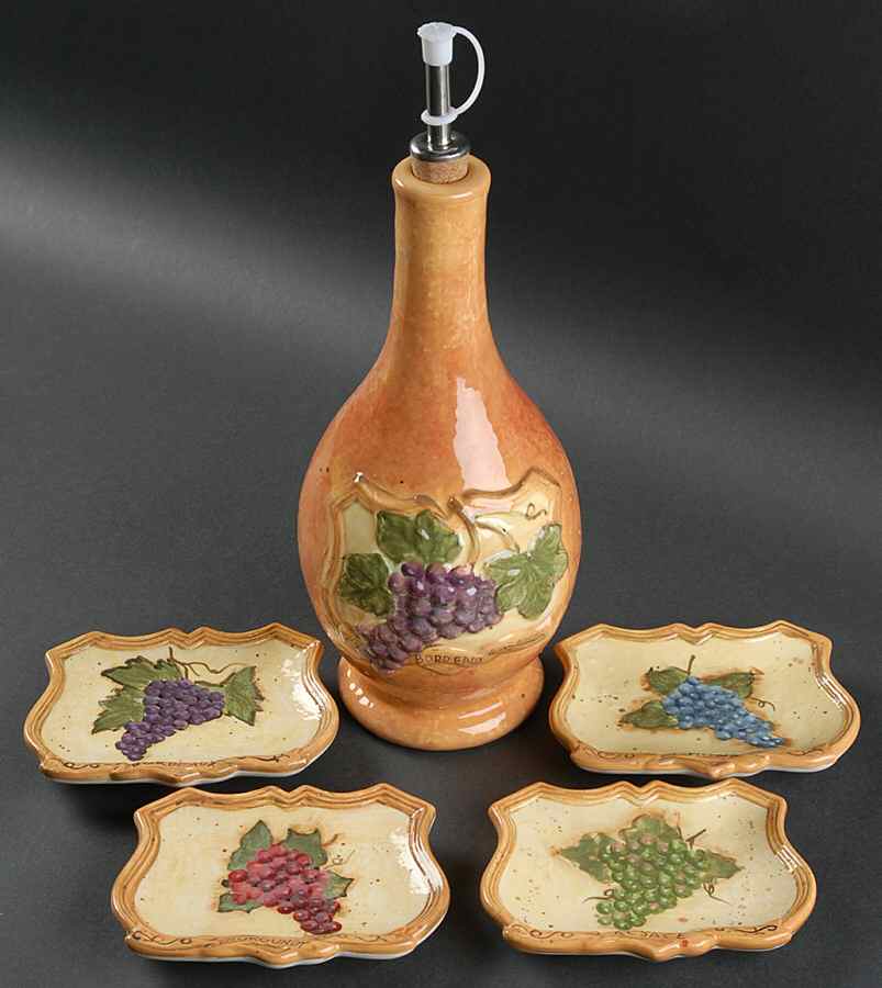 Grand Vin Oil Jar Drizzler with 4 Motif Dipping Dish by Certified International-1