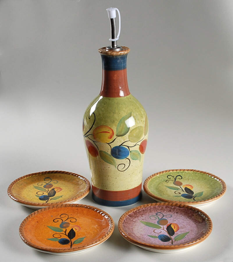 Valencia Oil Jar Drizzler with 4 Motif Dipping Dish by Certified International-1