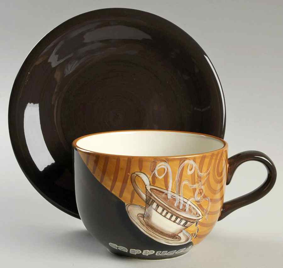 Coffee Break Cafe Au Lait Cup & Saucer Set by Certified International-1
