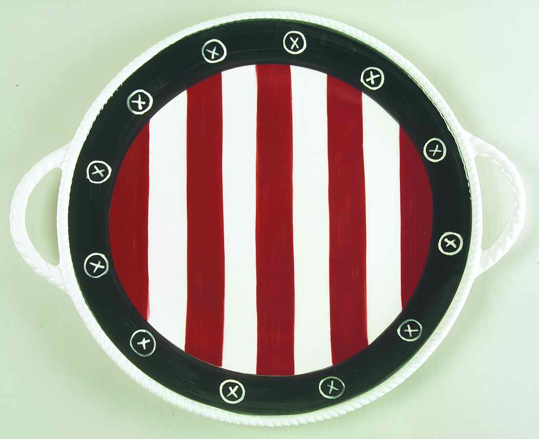 Red White & Blue 16" Handled Chop Plate (Round Platter) by Certified International-1