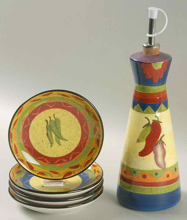 Texmex Oil Jar Drizzler with 4 Motif Dipping Dish by Certified International-1