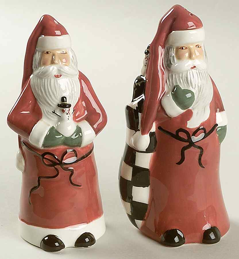Folk Santa (Sage Background) Figural Salt & Pepper Set by Certified International-1