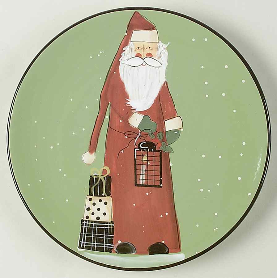 Folk Santa (Sage Background) Salad/Dessert Plate by Certified International-1