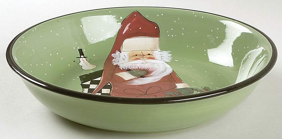 Folk Santa (Sage Background) 9" Individual Pasta Bowl by Certified International-1