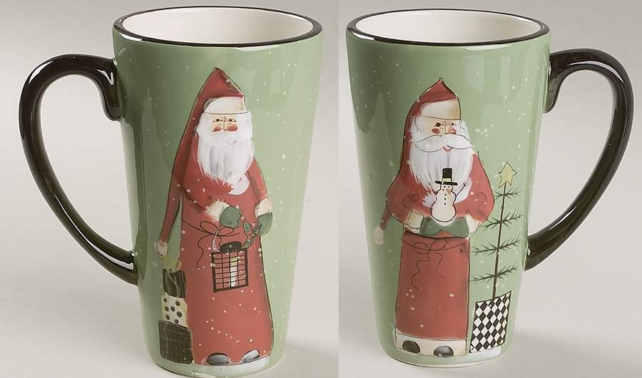 Folk Santa (Sage Background) Latte Mug by Certified International-1