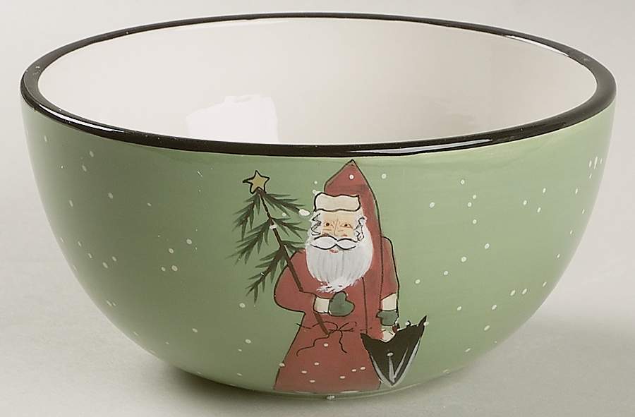 Folk Santa (Sage Background) Individual Ice Cream Dish by Certified International-1