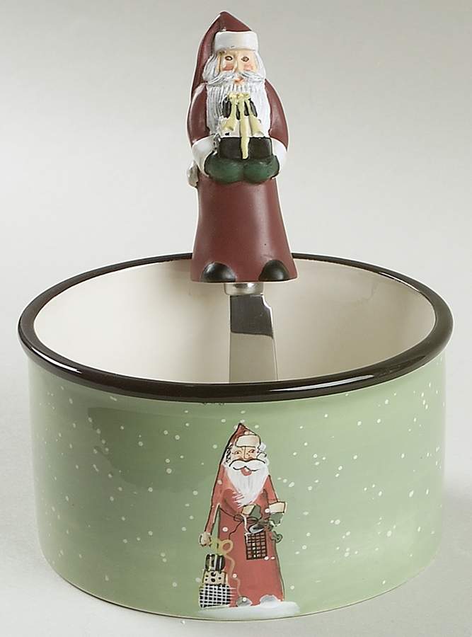 Folk Santa (Sage Background) Dip Bowl & Spreader Set by Certified International-1