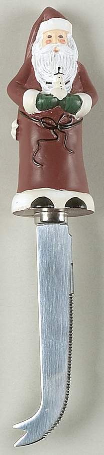 Folk Santa (Sage Background) Cheese Knife with Stainless Blade by Certified International-1